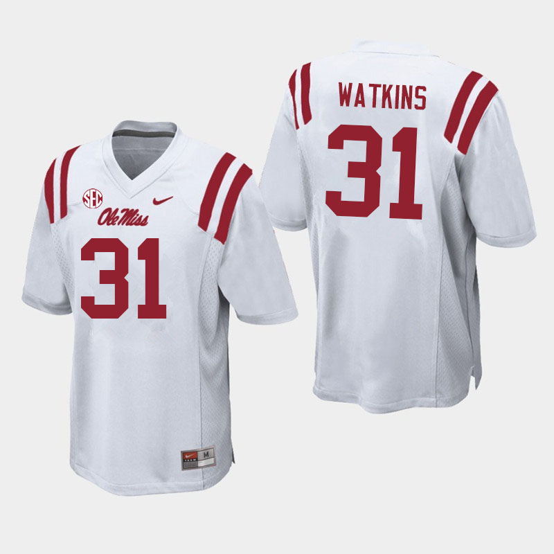 Ole Miss Rebels #31 Austin Watkins College Football Jerseys Sale-White